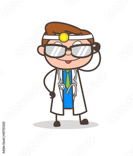Cartoon Funny Modern Doctor Vector Illustration