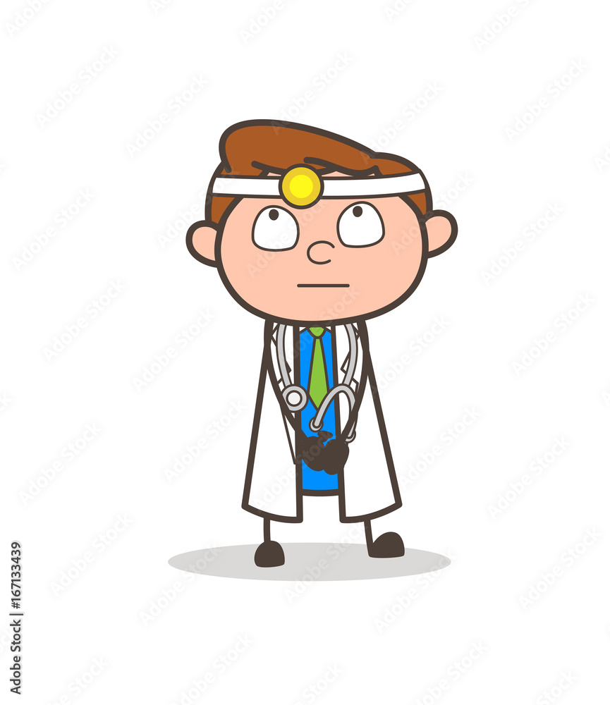 Cartoon Doctor Thinking an Idea Vector Illustration Cartoon Doctor Thinking an Idea Vector Illustration