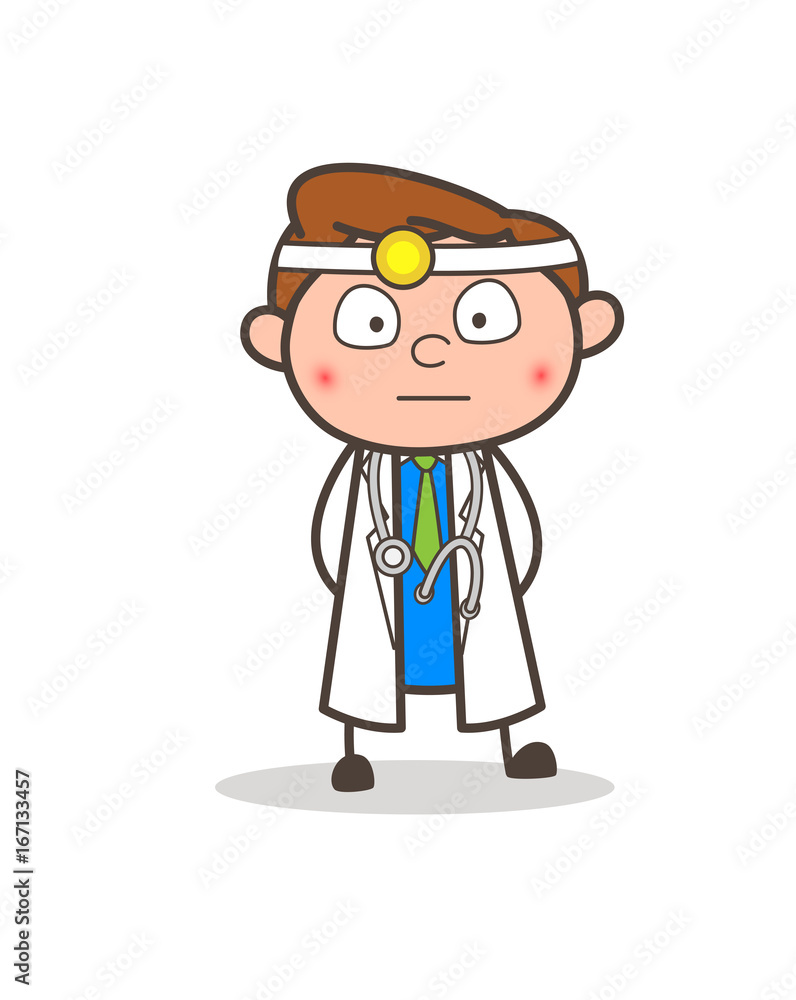 Cartoon Doctor Surprised and Blushing Face Expression Vector Illustration Cartoon Doctor Surprised and Blushing Face Expression Vector Illustration