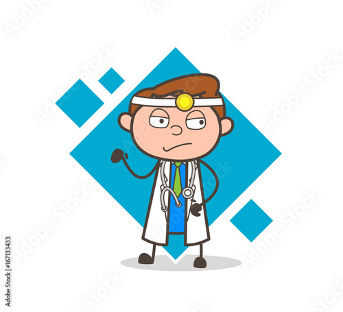 Cartoon Sad Doctor Facial Expression Vector Illustration