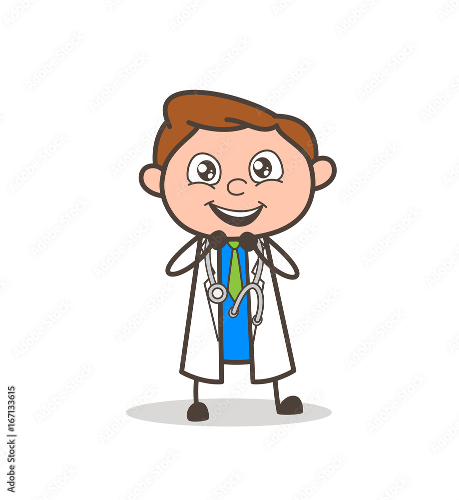 Cartoon Excited Doctor Expression Vector Illustration