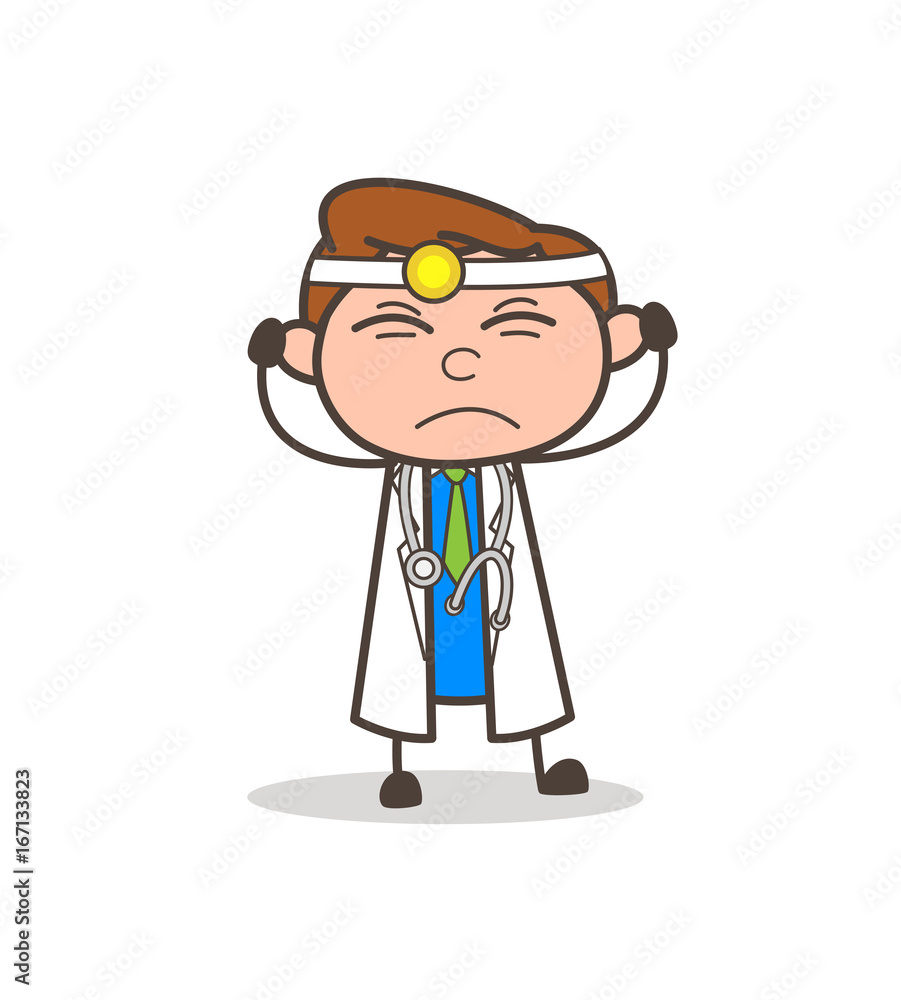 Cartoon Doctor Irritated Expression Vector Illustration Cartoon Doctor Irritated Expression Vector Illustration