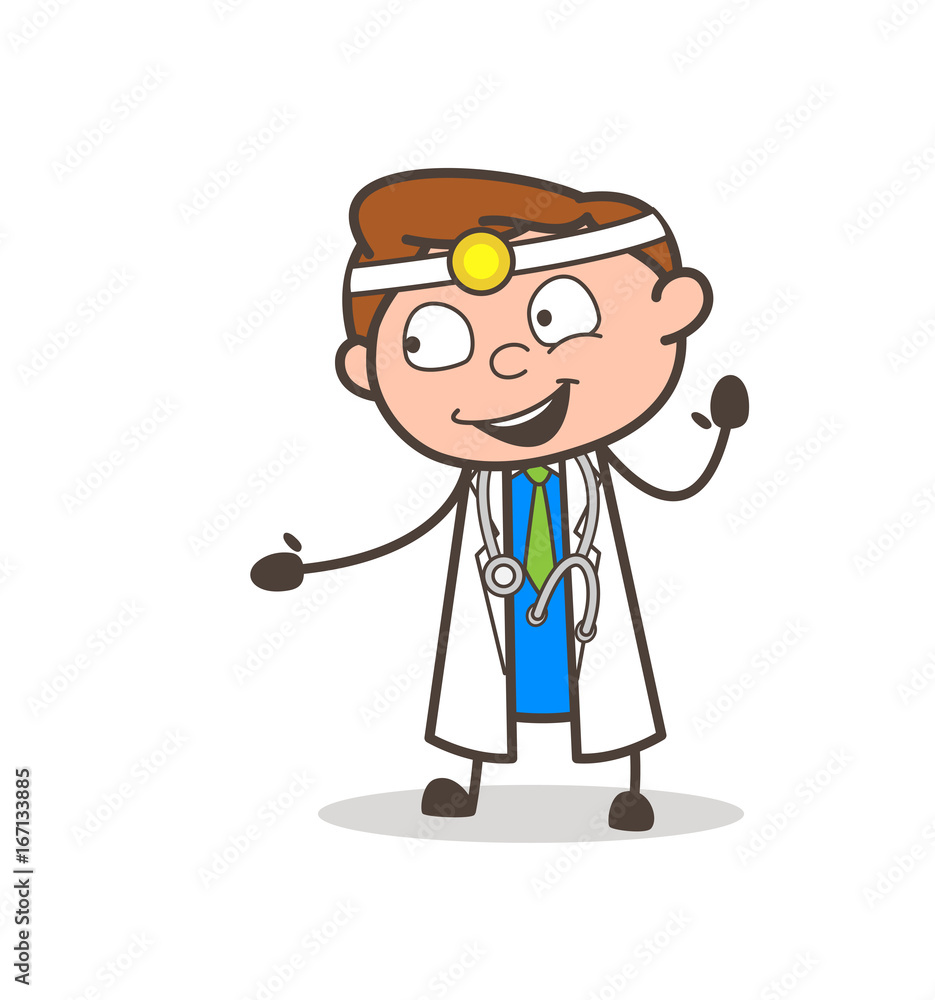 Cartoon Doctor Cheerful Face Expression Vector Illustration Cartoon Doctor Cheerful Face Expression Vector Illustration