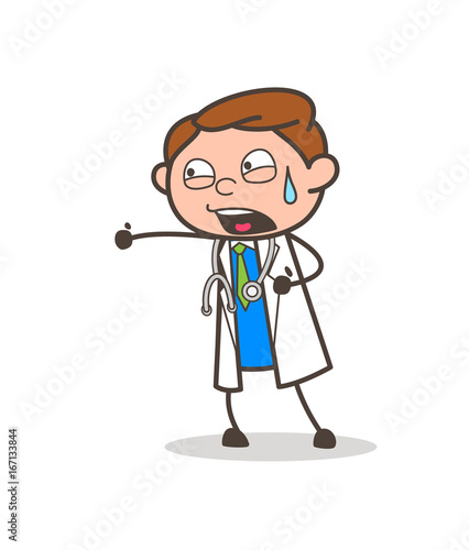 Cartoon Doctor Shouting Face Expression