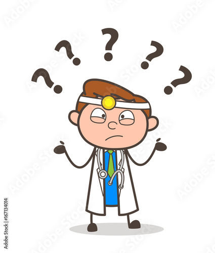 Cartoon Confused Surgeon Expression Vector Illustration