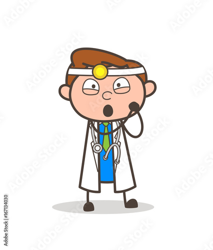 Cartoon Doctor Winning Expression Vector Illustration