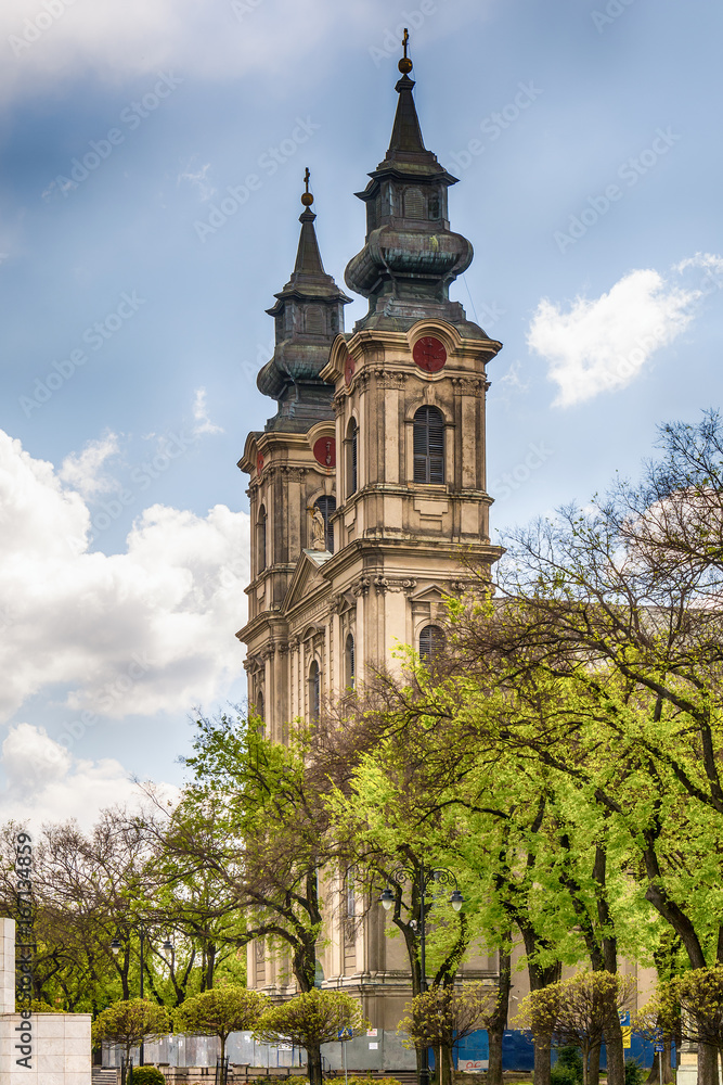 Subotica, Serbia - April 23, 2017: Cathedral of St. Theresa of Avila in Subotica city, Serbia Subotica, Serbia - April 23, 2017: Cathedral of St. Theresa of Avila in Subotica city, Serbia
