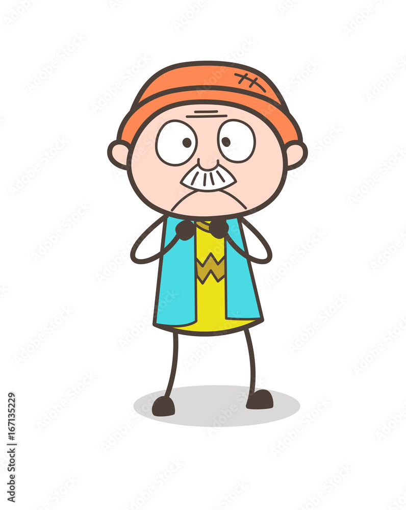 Cartoon Grandpa Fearful Expression Vector Illustration Cartoon Grandpa Fearful Expression Vector Illustration