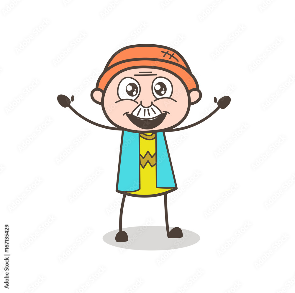 Cartoon Excited Grandpa Expression Vector Illustration Cartoon Excited Grandpa Expression Vector Illustration