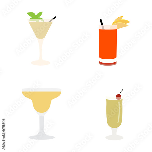 Set of cocktails on a white background, Vector illustration