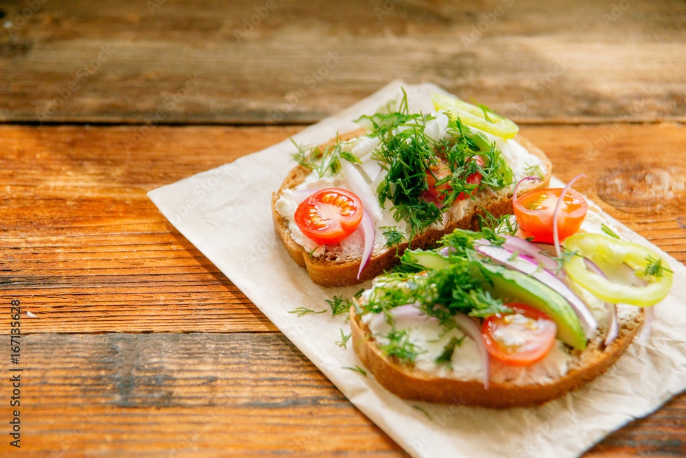 Wholesome sandwich with cheese, garden radish -Healthy Eating Wholesome sandwich with cheese, garden radish -Healthy Eating