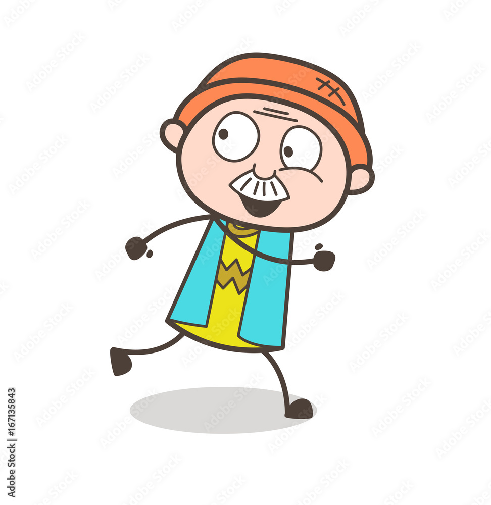 Cartoon Grandpa Running Happily Vector Illustration Cartoon Grandpa Running Happily Vector Illustration
