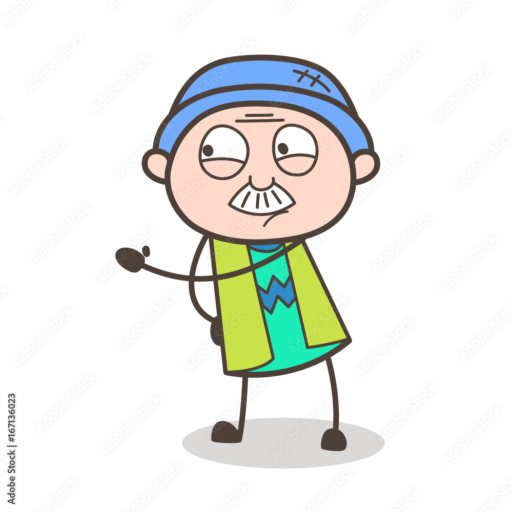 Cartoon Grandpa Showing Hand Vector Illustration Cartoon Grandpa Showing Hand Vector Illustration