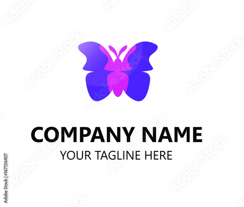The purple butterfly logo is simple and charming