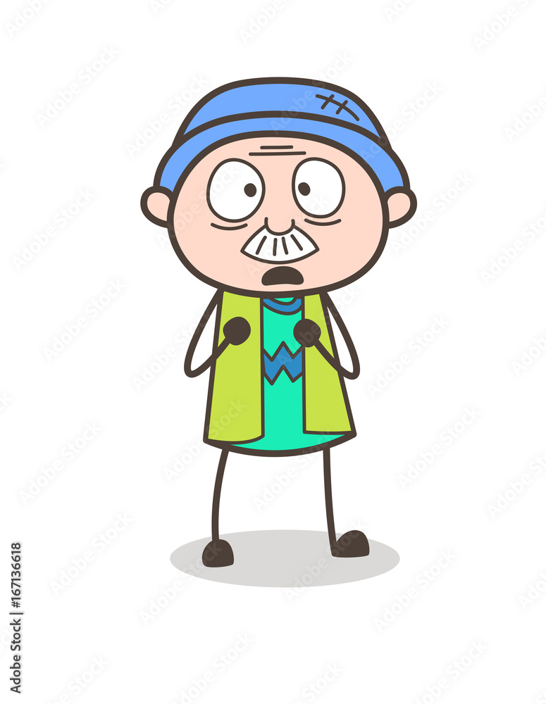 Cartoon Grandpa Scared Face Vector Illustration Cartoon Grandpa Scared Face Vector Illustration