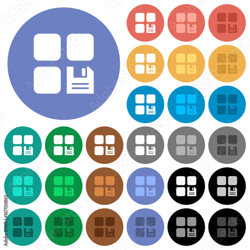 Save component round flat multi colored icons