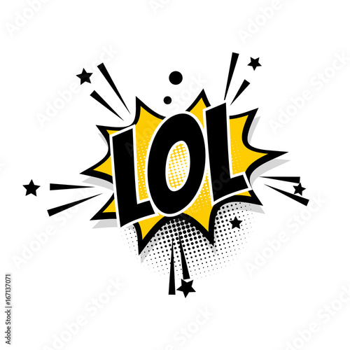 Comic text lol speech bubble pop art