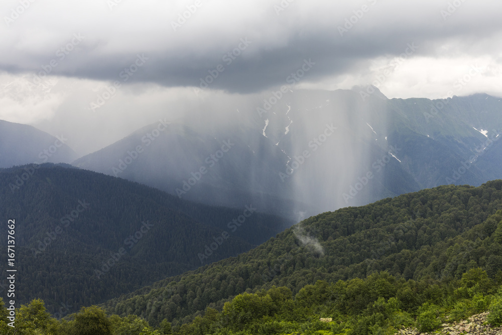Rainy weather at mount Chugush (Western Caucasus)