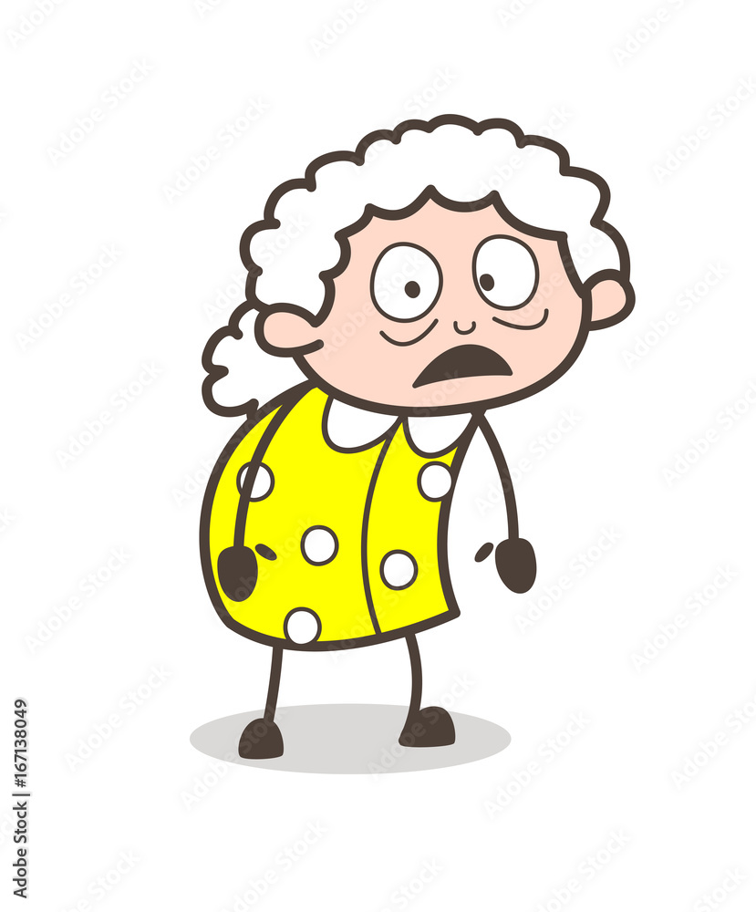 Cartoon Scared Old Woman Face Expression Vector Illustration Stock Vector |  Adobe Stock
