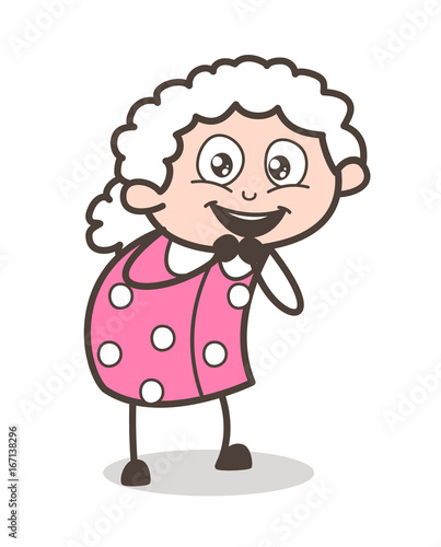 Cartoon Excited Old Woman Expression Vector Illustration