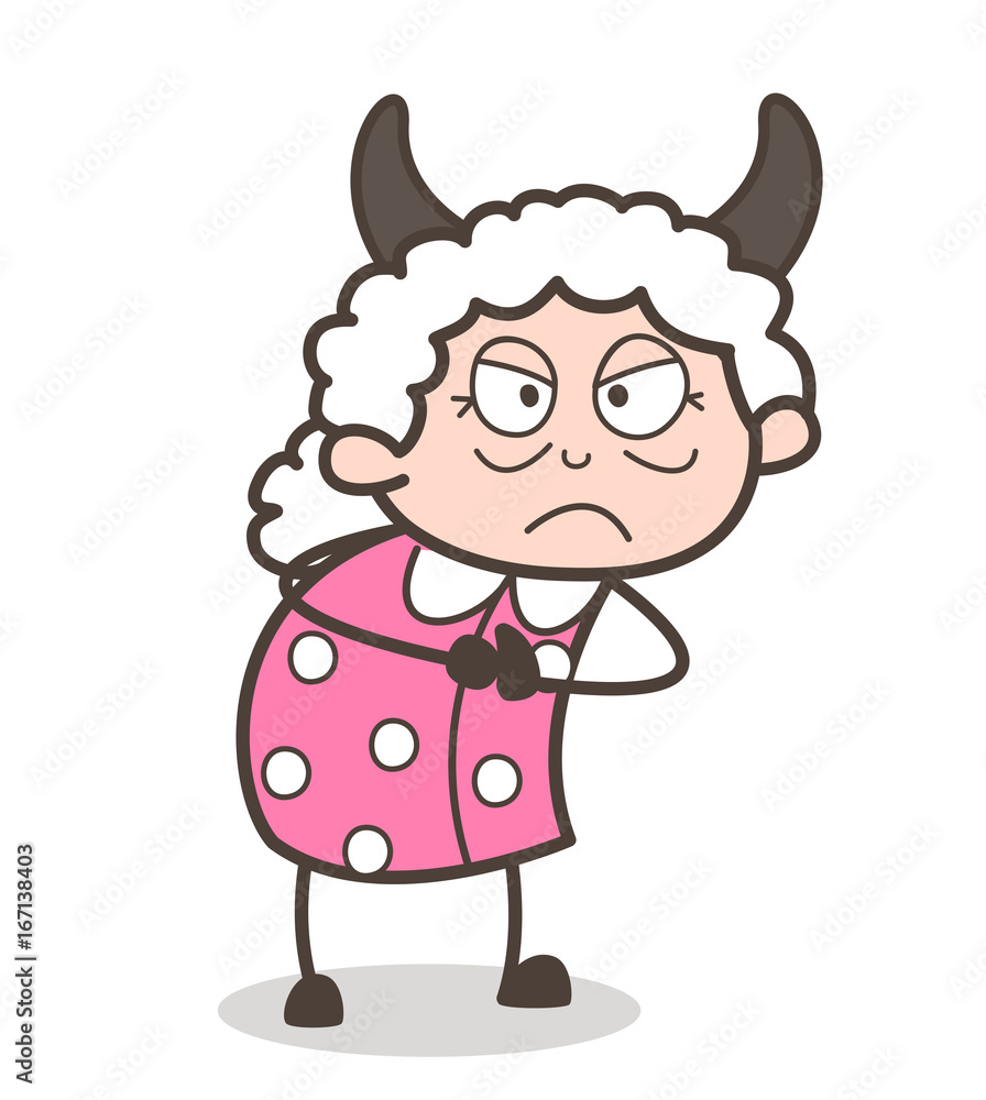 Cartoon Devil Angry Granny Vector Character Cartoon Devil Angry Granny Vector Character