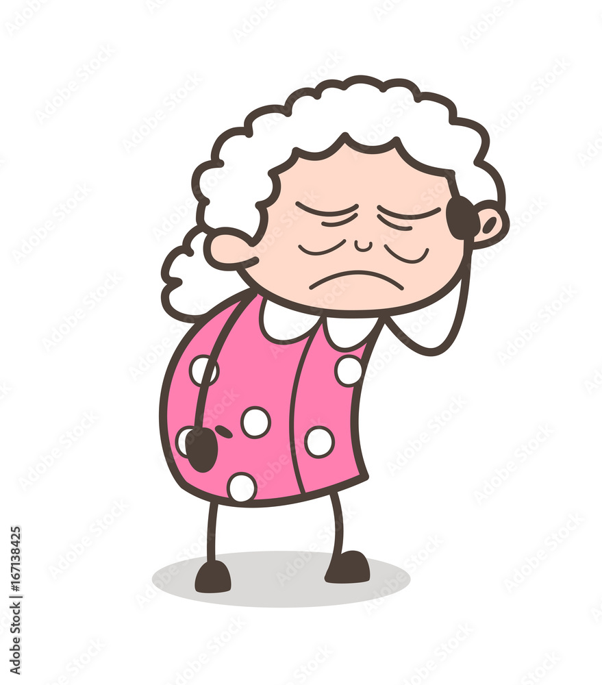 Cartoon Old Sick Lady Expression Vector Illustration Cartoon Old Sick Lady Expression Vector Illustration
