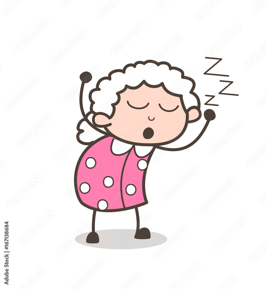 Cartoon Sleeping Old Lady Snoring Vector Illustration Cartoon Sleeping Old Lady Snoring Vector Illustration