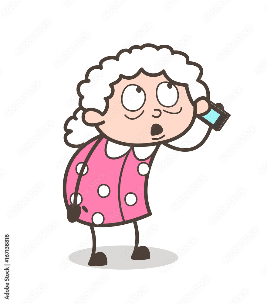 Cartoon Granny Talking on Phone Vector Illustration Cartoon Granny Talking on Phone Vector Illustration