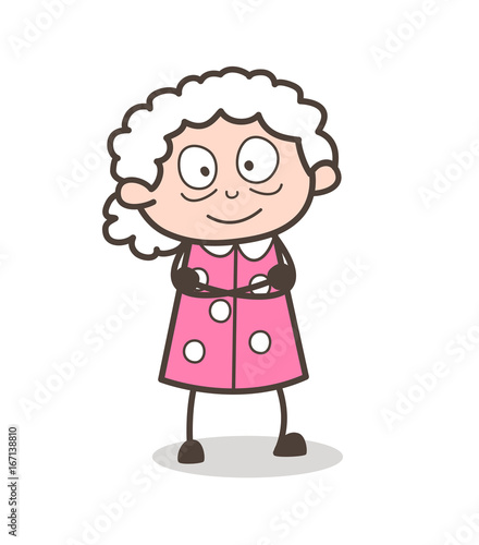 Cartoon Happy Granny Watching Shockingly Vector Illustration