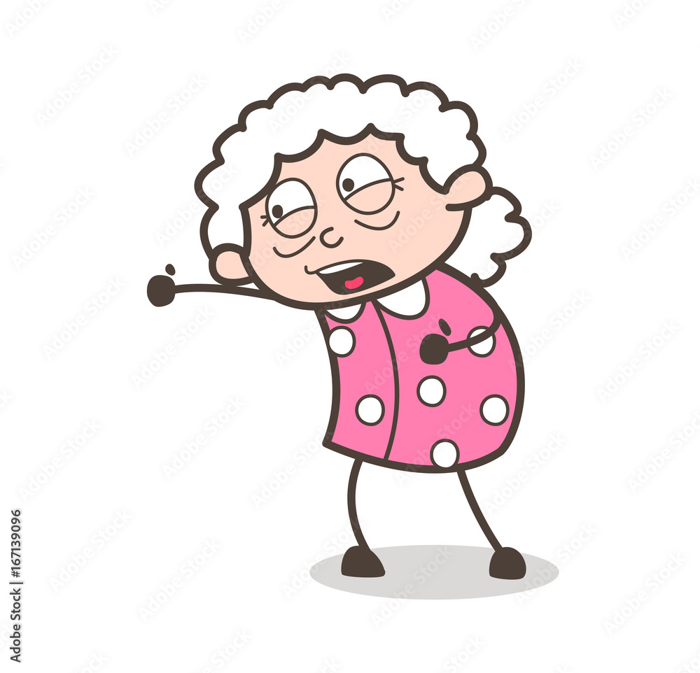 Cartoon Old Grandma Screaming Face Expression Vector Illustration Stock  Vector | Adobe Stock