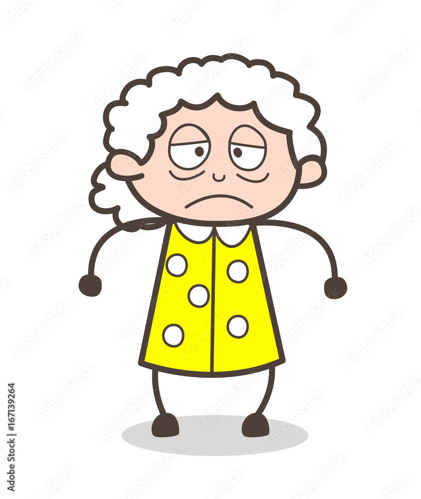 Cartoon Sick Old Lady Face Expression Vector Illustration Stock Vector |  Adobe Stock