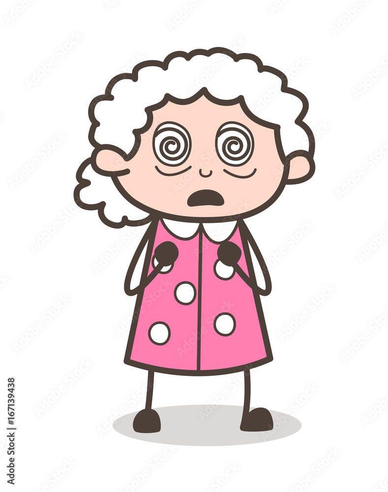 Cartoon Hypnotized Old Woman Face Expression Vector Illustration Cartoon Hypnotized Old Woman Face Expression Vector Illustration
