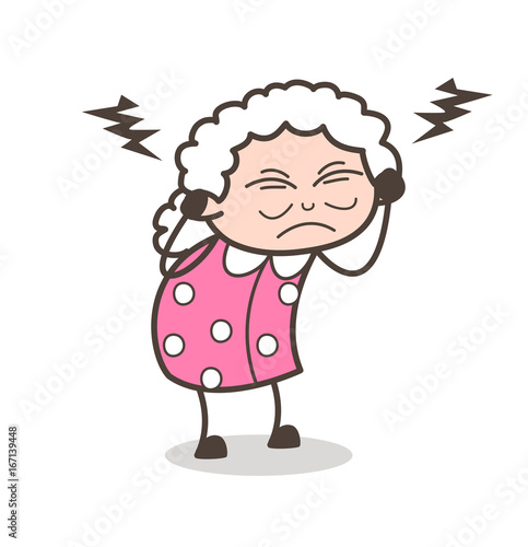 Cartoon Irritated Grandmother Vector Illustration