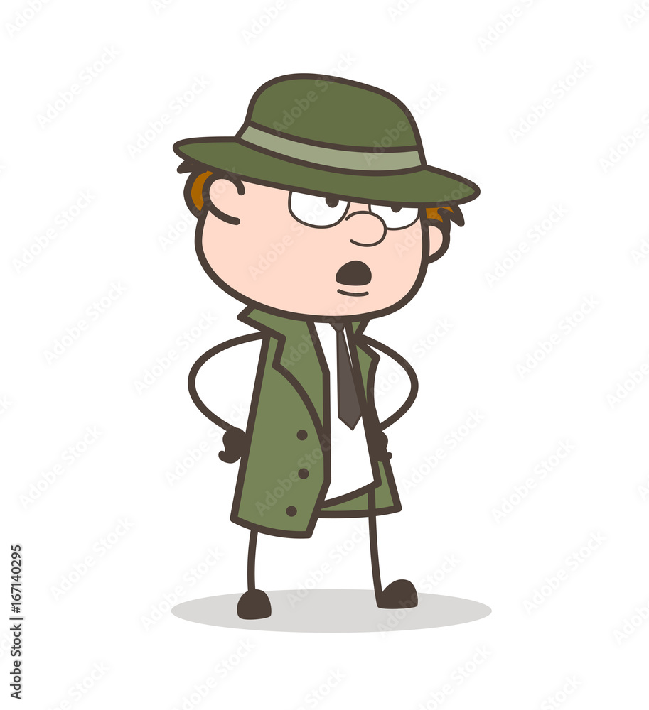 Cartoon Detective Shocking Face Expression Vector Illustration Cartoon Detective Shocking Face Expression Vector Illustration