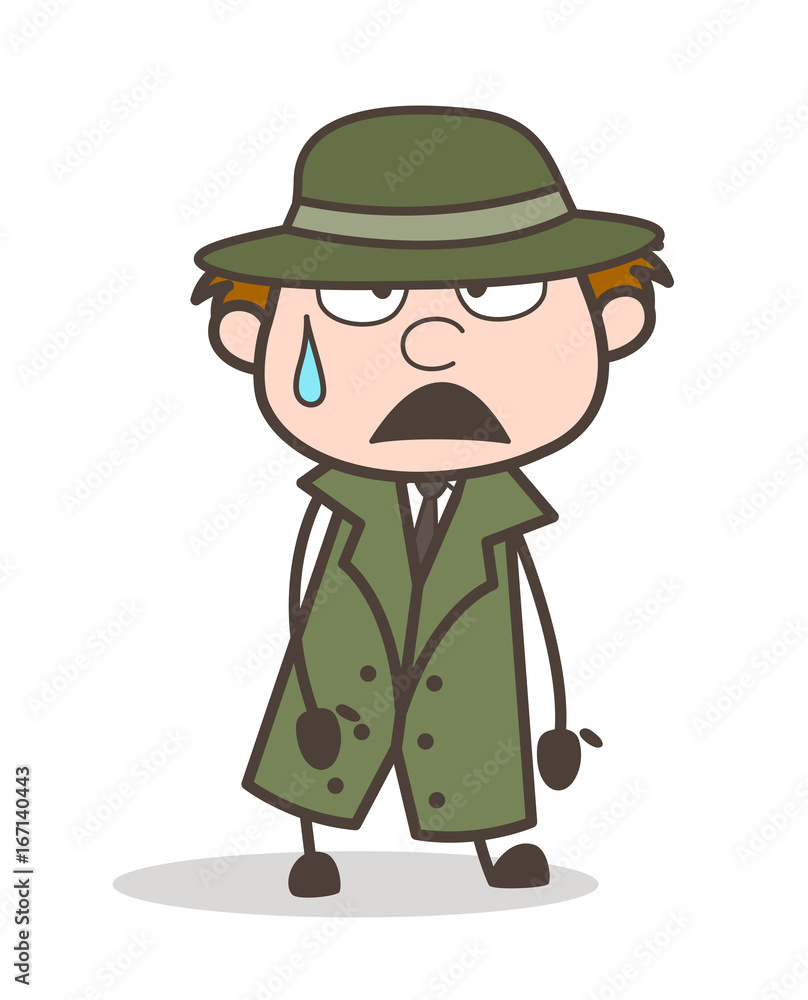 Vaery Tired Detective Expression Vector Illustration Vaery Tired Detective Expression Vector Illustration