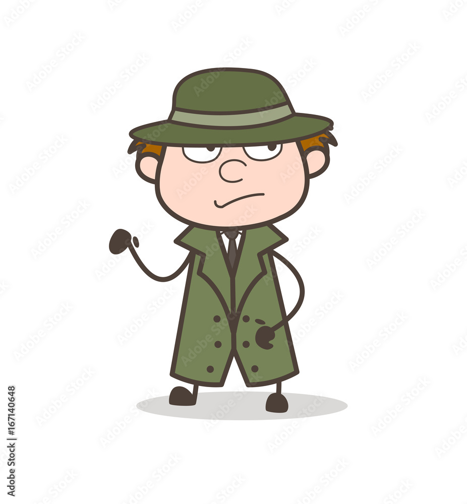 Cartoon Detective Standing Pose Vector Illustration Cartoon Detective Standing Pose Vector Illustration