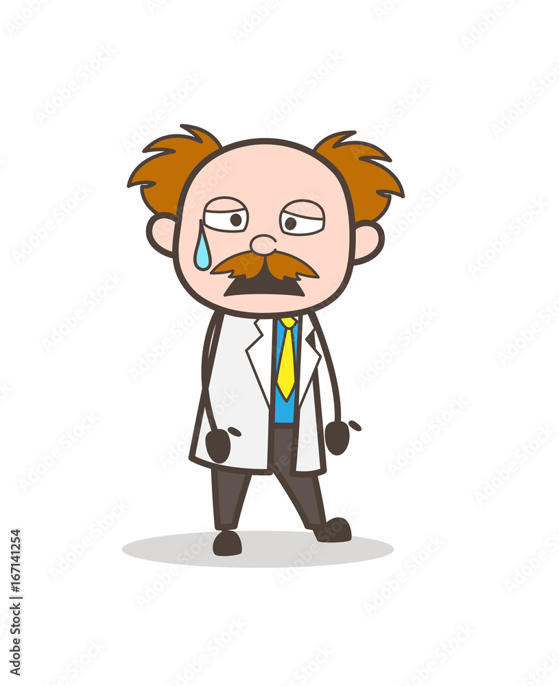 Cartoon Emotional Scientist Crying Face Cartoon Emotional Scientist Crying Face