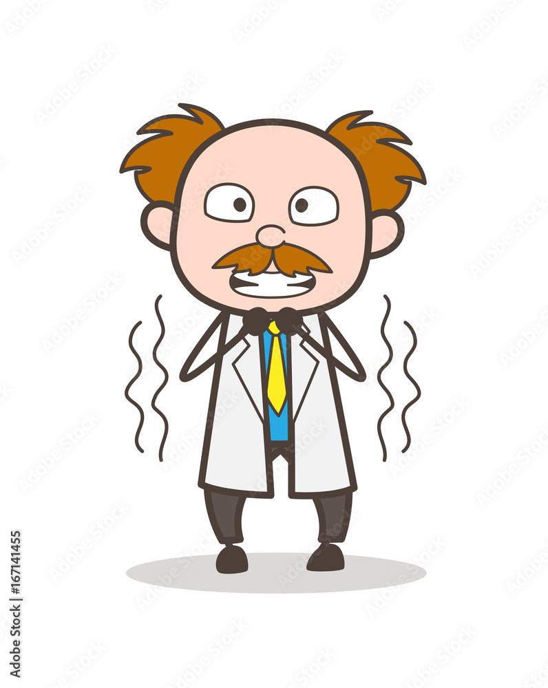 Cartoon Scientist Shivering in Fear Vector Illustration Cartoon Scientist Shivering in Fear Vector Illustration