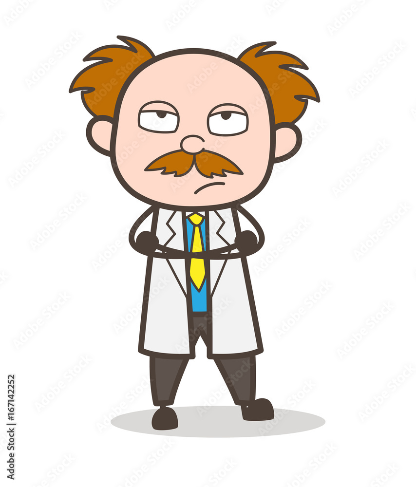 Cartoon Scientist Upset Face Vector Illustration Cartoon Scientist Upset Face Vector Illustration