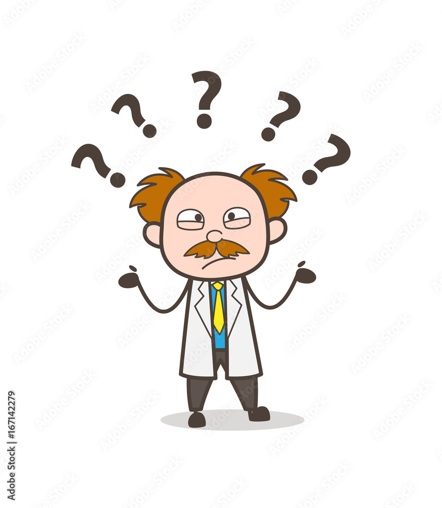 Cartoon Confused Scientist Expression Cartoon Confused Scientist Expression