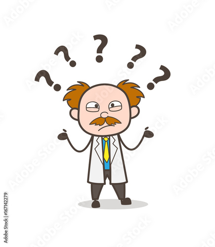 Cartoon Confused Scientist Expression