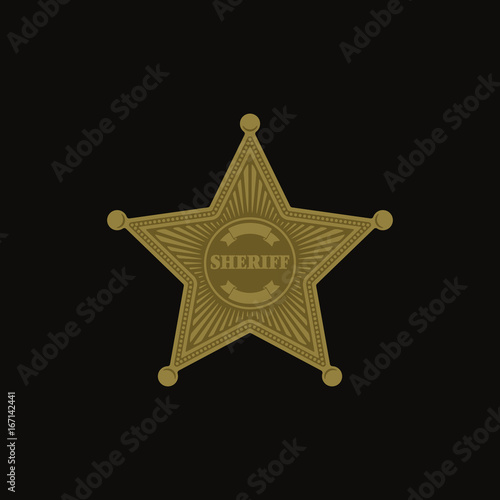Sheriff Badge Star Flat Vector Symbol