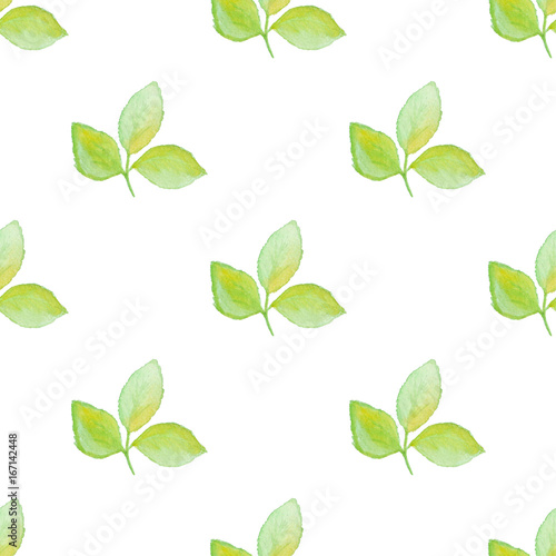 Pattern with green leaves