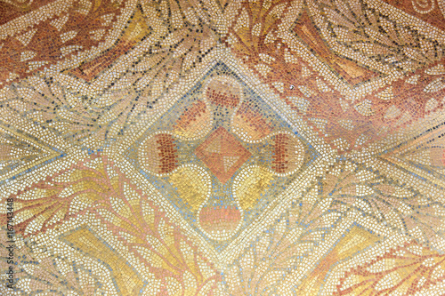 Roman mosaic background. La Olmeda, Palencia, Spain photo