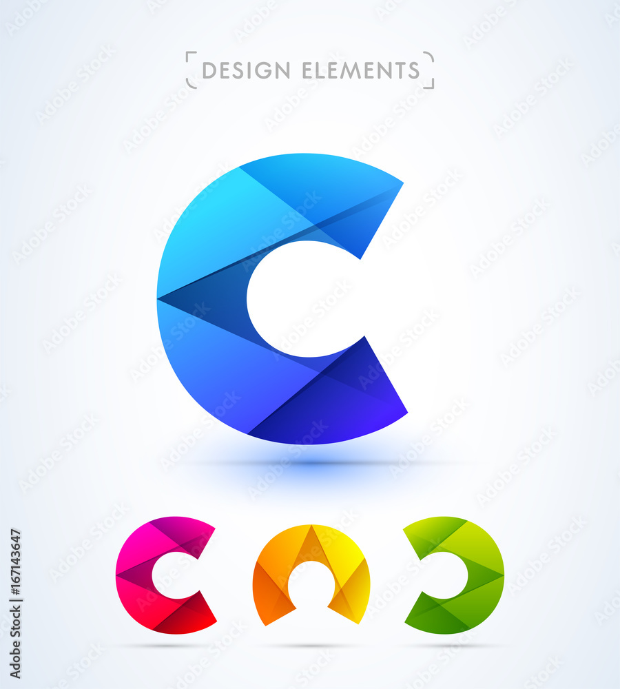 Abstract letter C, N, D logo template. Material design style Abstract letter C, N, D logo template. Material design style
