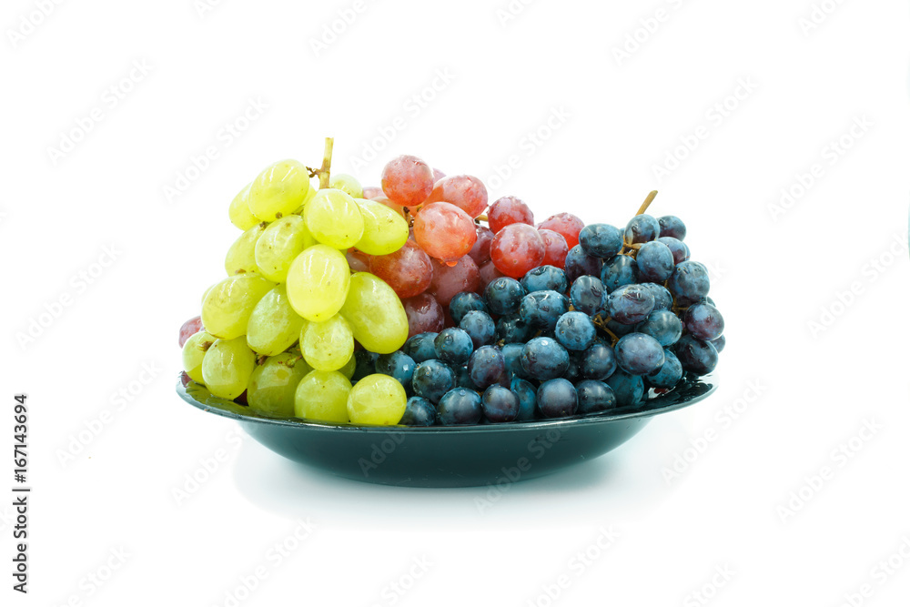Plate with bunches of grapes