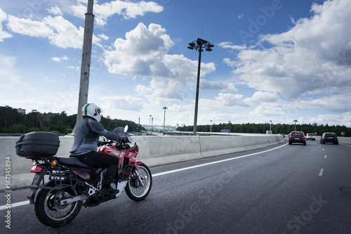 motorcycle on the motorway junction. photo