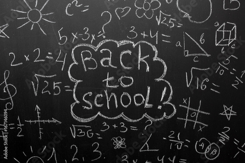 Back to school concept.blackboard with formulas 