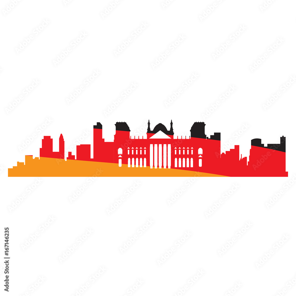 Isolated cityscape of Berlin with the flag of Germany, Vector illustration
