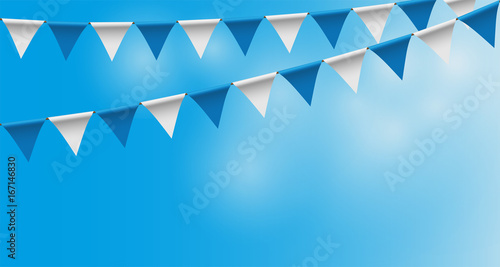 Wimpel Girlande mit Himmel, Wimpelkette,Wimpel, Oktoberfest, Wimpelgirlande, Vektor Illustration